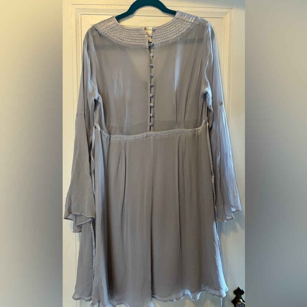 Anthropologie Ghost London Pale Blue Dress with Bell Sleeves - Picture 10 of 12